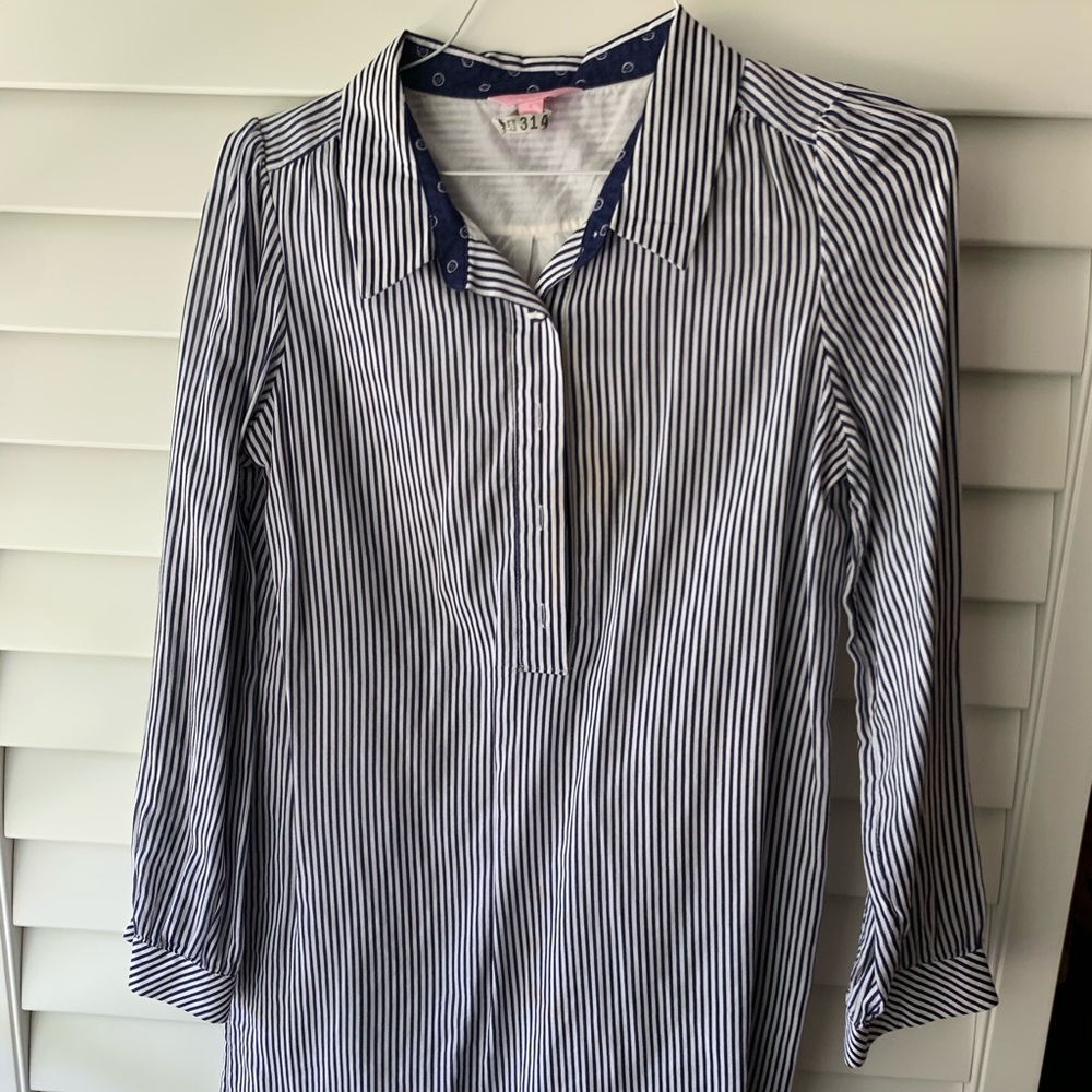 Lilly Pulitzer blue/white long sleeve dress